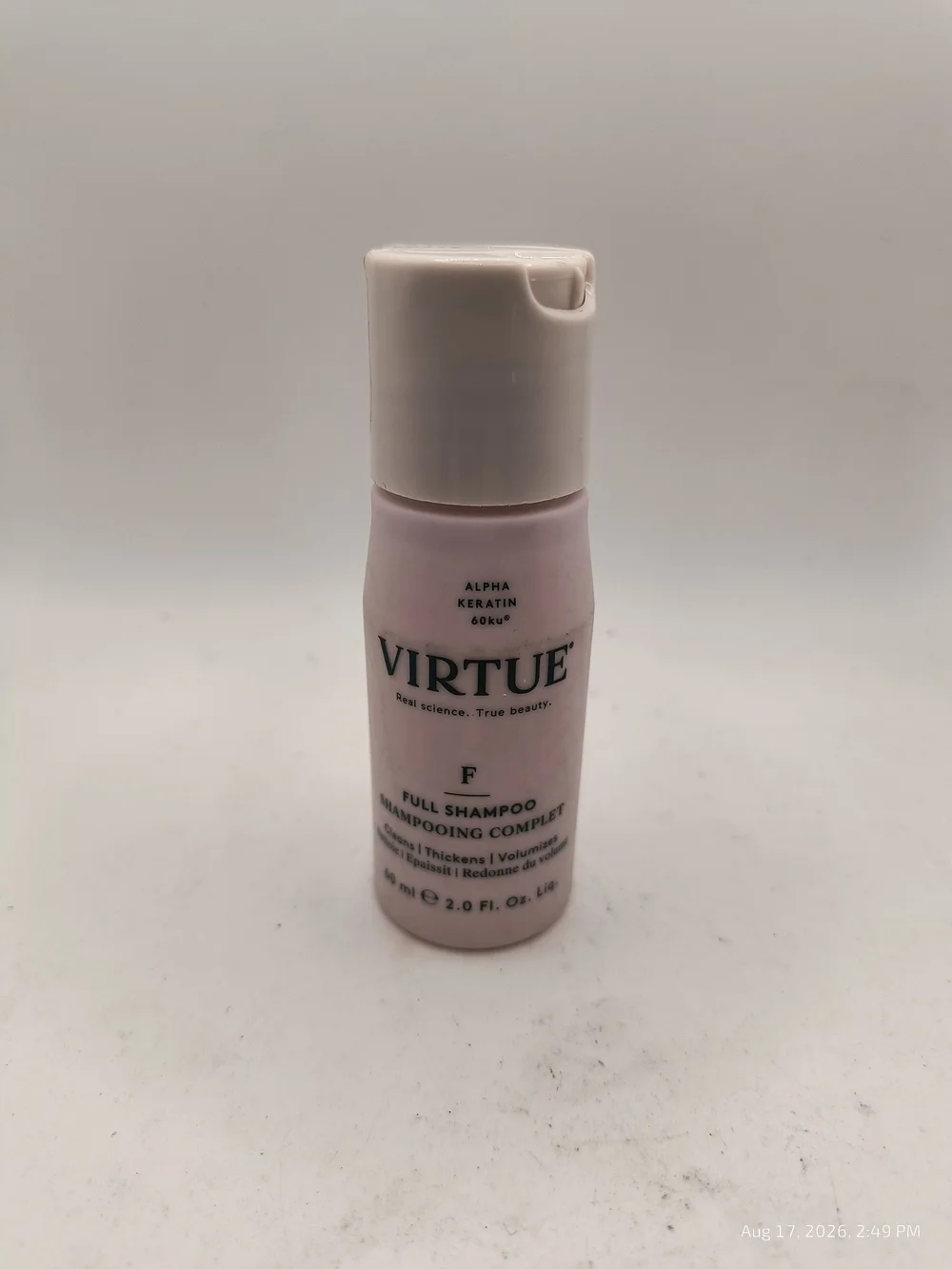 Virtue Full Shampoo Travel Size 2oz Sealed Alpha Keratin 60ku Volumizing